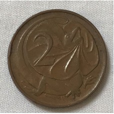 AUSTRALIA 1967 . TWO 2 CENTS COIN . FRILLED NECK LIZARD . UNCIRCULATED